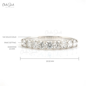 Anillo de Compromiso de Diamantes Blancos Naturales de 0.69CTW, Media Eternidad, Tendencia 2026 de Alibaba, Oro Blanco de 14K para Mujer - Product Image 3