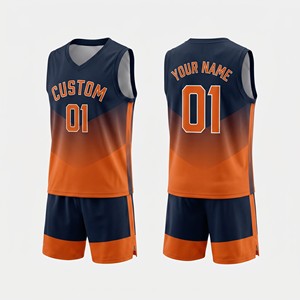 Ensemble d'uniformes de basketball personnalisés par sublimation, dégradé rouge et blanc, maillot sans manches en maille à col en V, short, unisexe adulte, toutes saisons - Product Image 4