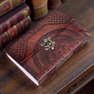 Handmade Embossed Travel Diary Clasped Leather Journal: Recycled Paper - Product Image 2
