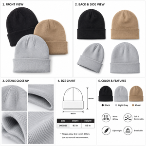 Gorros de Bebé Casuales de Primera Calidad, 100% Acrílico, Color Sólido, Tejido Jacquard, Gorros Cálidos de Invierno Unisex, 48-50 cm, Bebés de 3-6 Meses - Product Image 4