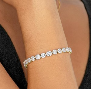 Moissanite Oval & Cuts <b>Charm</b> Bracelet 925 Sterling Silver Gold Plated Luxury Certified Sparkling Bridal Jewelry Gift for Women - Product Image 4