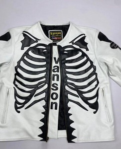 เสื้อแจ็คเก็ตหนังสตรีทแวร์กันลมแบบอุ่น รุ่นไวท์ แวนสัน เป็นมิตรต่อสิ่งแวดล้อม ผลิตจากหนังวัวแท้ 100% สีพื้น ผลิตในประเทศปากีสถาน - Product Image 5