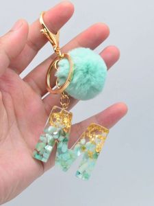 Porte-clés en peluche personnalisable en résine avec lettres alphabétiques, pendentif de sac à la mode, lettre anglaise - Product Image 3