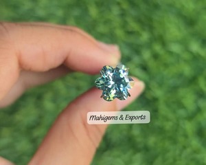แหวนและจี้ทำมือประดับมอยส์ซาไนต์สีฟ้าซีแยนรูปดอกไม้ 6 กลีบ จำนวน 3 ชิ้น คุณภาพ VVS แบบสั่งทำพิเศษ - Product Image 5