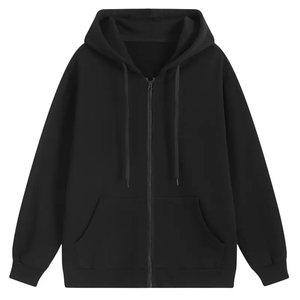Unisex <b>White</b> Oversized <b>Zip</b>-<b>Up</b> Hoodie Cotton French Terry Casual Hooded Sweatshirt Regular Fit Autumn Wear - Product Image 2