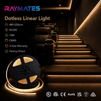 Tira de Luz LED COB de Alta Luminosidad 480d, 24v, IP20, 8mm, para Señalización Decorativa Interior y Proyectos de Retroiluminación Comercial
