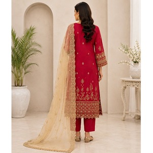 Salwar Kameez brodé élégant pour femmes, tenue de soirée pakistanaise, coupe classique avec dupatta en mousseline de soie - Product Image 2