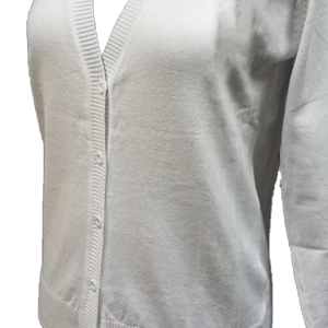 Cardigan en tricot col en V Zeta blanc pour femme, 100 % coton, manches longues, anti-plis, décontracté, hiver, Soro Gear, mode - Product Image 3