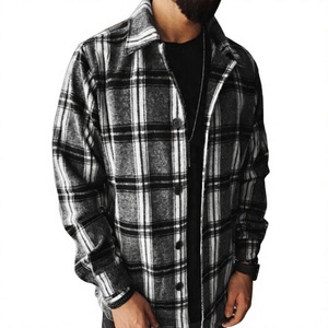 Chemise en flanelle à carreaux pour hommes, style décontracté chic, col rabattu, manches longues, automne, 100% polyester, tissu tissé anti-plis - Product Image 4