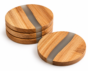 Handmade Customized Wooden Epoxy Resin <b>Round</b> <b>Coaster</b> Set of 4 Natural Wood Table Decor From REHMAN CRAFT - Product Image 4