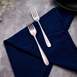 MiniGlow Stainless Steel Metal and Wood Mini Dessert <b>Forks</b> (Set of 2) for Dining Fruit Camping Tableware Silver - Product Image 2