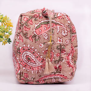 Pochette de maquillage multifonctionnelle suspendue en coton écologique imprimé, grande capacité, pour l'été, unisexe, portable - Product Image 4