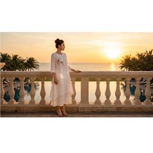 Manufacturer New <b>Top</b> 100% Handcrafted Embroidery Women Clothing Casual Dresses Premium Imported Silk <b>Linen</b> Vietnam Price - Product Image 1