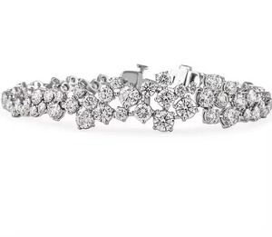 White Round Moissanite Diamond Bracelet & <b>Bangle</b> Round in 18K White Gold Cut Jewelry - Product Image 3