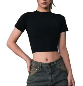 Chemises de sport imprimées avec logo personnalisé, mignonnes, sexy, couleur unie, blanc, noir, tricotées, tube, crop tops pour femmes - Product Image 2