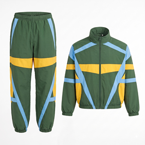 Men's Green Yellow <b>Star</b> Pattern Tracksuit 2 Piece Set Full Zip <b>Jacket</b> Jogger Pants Sportswear Casual - Product Image 1