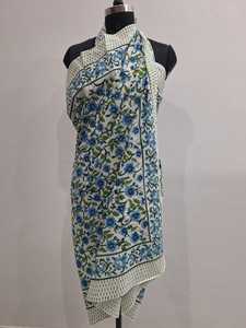 Premium hand block printed cotton sarong floral beach <b>wrap</b> pareo <b>swimsuit</b> cover up lightweight resort wear custom suppliers - Product Image 4