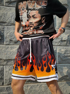 Shorts en maille de polyester respirants, anti-plis, à taille élastique, séchage rapide, confortables pour hommes, taille personnalisée, motif uni, style décontracté - Product Image 2