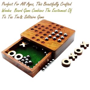 Jeu d'échecs et de dames en bois CH avec pièces métalliques, rangement en tiroir, design imitation antique écologique - Product Image 6