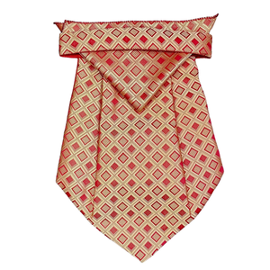 Conjunto de Corbata Geométrica Benon en Dorado y Beige |   Corbata Ascot de Lujo para Hombre, Accesorio de Moda para Bodas y Eventos Formales - Product Image 1