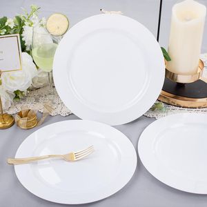 Assiettes jetables en plastique blanc de qualité supérieure de 10,25 pouces, 30 pièces pour mariages et fêtes - Product Image 3