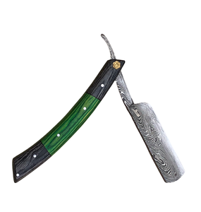 Aesthetic Handmade Damascus Steel Straight Razor with <b>Black</b> and Brown Pakka Wood Handle Personalized Blade Exotic Classic Barber - Product Image 6