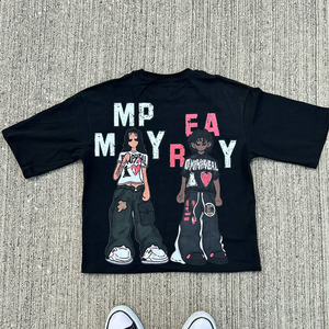 Streetwear personnalisé pour hommes Épaule tombante sans couture de haute qualité 100% coton recadrée graphique DTG Impression numérique pour hommes t-shirt - Product Image 5