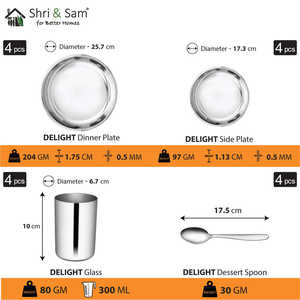 24 PCS Delight Service de vaisselle en acier inoxydable de qualité supérieure pour 4 personnes - Product Image 4