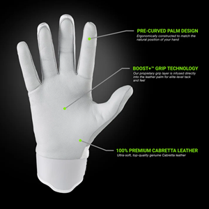Top Premium Quality Cabretta leather Customizable Baseball Batting Gloves premium leather Closure type <b>hook</b> and loop full finger - Product Image 3