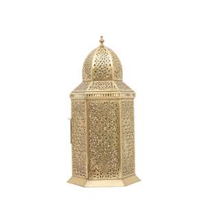 Farol Metálico Marroquí de Diseño con Vidrio de Colores, Iluminación Metálica de Lujo con Acabado Dorado para Decoración de Interiores y Decoración de Boutiques - Product Image 4