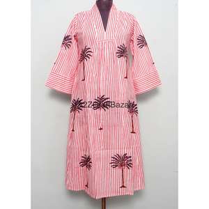 Vestido Largo Maxi Casual de Verano con Estampado Floral, 100% Algodón No Tejido, Manga Larga, Cintura Natural, Estilo Bohemio Ecológico - Product Image 1