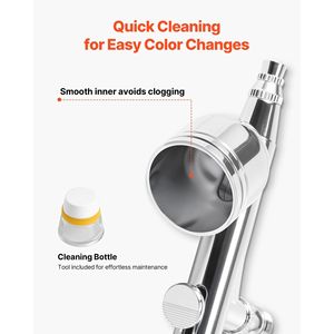 Kit Aerografo 1/6 HP con Compressore d'Aria e Serbatoio, Doppia Azione Professionale, 1 Punta, Tubo Flessibile, Acrilico per Decorazione Torte - Product Image 6