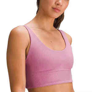 Soutien-gorge de sport pour femme, haute extensibilité, sans couture sur le devant, dos nageur, col en U, léger, pour yoga, gym et entraînement, personnalisable, faible MOQ - Product Image 2