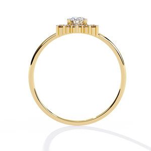 Anillos de Compromiso y Aniversario Minimalistas con Diseño Floral, con Diamantes Cultivados en Laboratorio de Corte Ovalado y Redondo, Anillo de Oro Sólido de 14K - Product Image 3