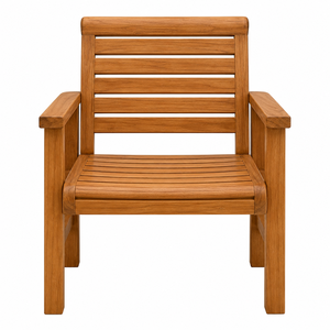 Chaise de jardin moderne en teck massif avec larges accoudoirs et dossier à lattes, imperméable, durable, écologique, Saber Living Room Park - Product Image 2
