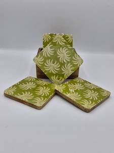 Posavasos de diseño elegante con impresión de esmalte en madera de mango, juego de 4 posavasos para té a un precio competitivo - Product Image 6