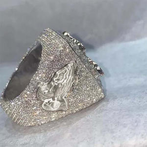 Anillo de sello personalizado con letras, moissanita helada, plata de ley 925, sin níquel, sin plomo, chapado en oro rosa, joyería hip hop audaz - Product Image 3