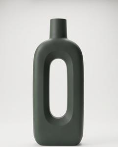 Jarrón Metálico Verde Contemporáneo con Diseño Esculpido Único, Maceta Alta para Flores, Decoración de Interiores para Sala de Estar, Suministro al por Mayor - Product Image 1