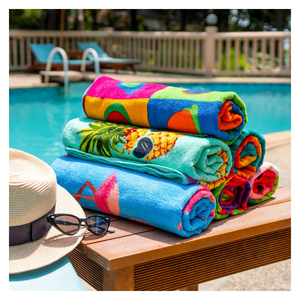 Serviette de plage jacquard personnalisée en gros, anti-sable, en microfibre, séchage rapide, légère, pour voyage - Product Image 5