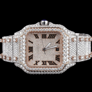 Montre de luxe de qualité supérieure, cadran carré, entièrement sertie de moissanite, diamant taille brillant, mouvement ETA, édition limitée - Product Image 1
