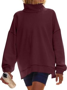 Pull à col roulé pour femme à manches longues en polaire épaisse avec logo personnalisé imprimé sur le devant et couleur personnalisée - Product Image 3