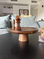 Support à gâteau rond en bois massif artisanal, antiadhésif, écologique, non toxique, plateau de service rustique, passe au lave-vaisselle, MT Exports