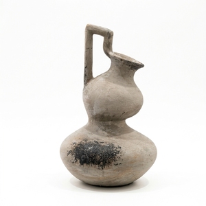 Sorsa <b>Cream</b> <b>Black</b> Rustic Terracotta Tall Floor Vase Angular Handled Pitcher Ceramic Planter Flower Pot Wholesale Exporter - Product Image 1