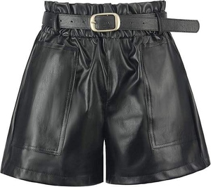 Nouveauté : Shorts en cuir d'agneau véritable pour femmes, coupe ample, haute qualité, style streetwear, prix usine OEM, vente en gros - Product Image 1