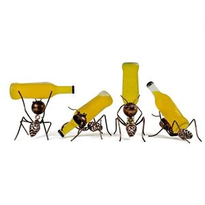 Handcrafted Metal Ant Wine Bottle Holder Set Creative Iron Figurines with Display for Home Bar Decor - Product Image 3