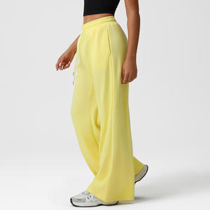 Pantalon de jogging color block taille haute coupe ample jambe droite avec poches, confortable et respirant pour le fitness et le yoga - Product Image 5