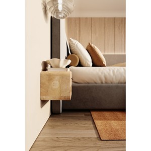 Mango Wood Floating Shelf Wall Mount <b>Side</b> <b>Table</b> Storage Functions | Minimalist Living Room Single Handcrafted India Wholesale - Product Image 2