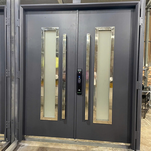 Portes intérieures sur mesure en fer forgé avec verre, porte française décorative moderne en acier pour villa de luxe, hôtel et maison résidentielle - Product Image 4
