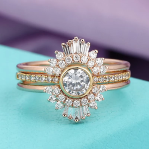 Emerald Cut Moissanite Diamond <b>Ring</b> Women's Iced Baguette Channel <b>Set</b> Band Solid 925 <b>Silver</b> 14K Gold Classic Rose Gold Plated - Product Image 1
