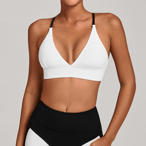 Sports Fitness <b>Bra</b> Women Front Adjustable Straps Yoga Wear Breathable Wireless Support High <b>Stretch</b> Gym Top - Product Image 1